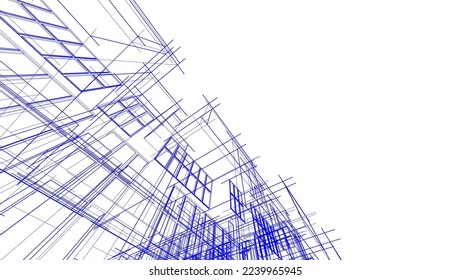 Modern architecture building vector 3d illustration