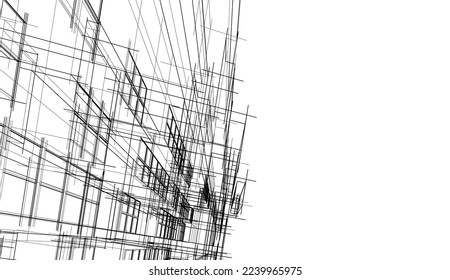 Modern architecture building vector 3d illustration