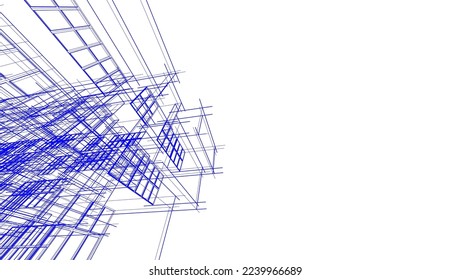 Modern architecture building vector 3d illustration