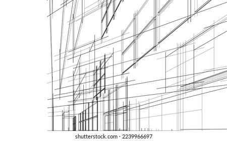 Modern architecture building vector 3d illustration