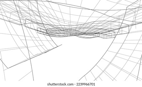 Modern architecture building vector 3d illustration