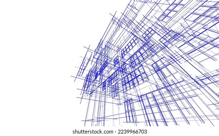 Arquitectura moderna construyendo ilustración vectorial 3d