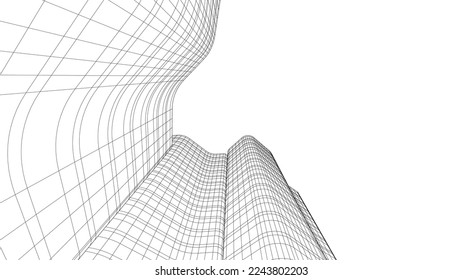 Modern architecture building vector 3d illustration