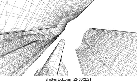 Modern architecture building vector 3d illustration