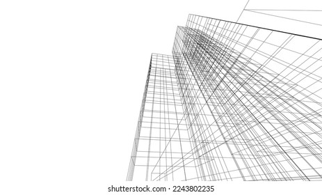 Modern architecture building vector 3d illustration