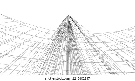 Modern architecture building vector 3d illustration