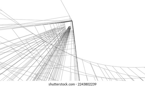 Modern architecture building vector 3d illustration