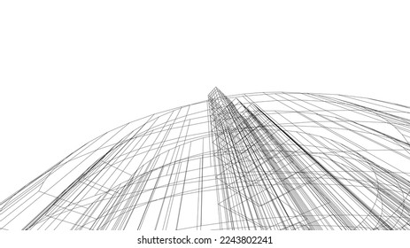 Modern architecture building vector 3d illustration