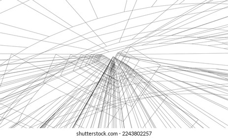 Modern architecture building vector 3d illustration