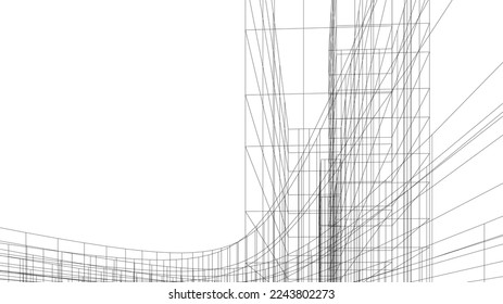 Modern architecture building vector 3d illustration