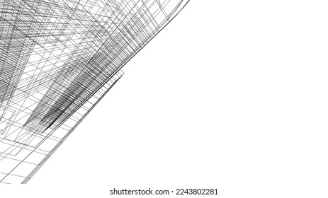 Arquitectura moderna construyendo ilustración vectorial 3d