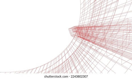 Modern architecture building vector 3d illustration
