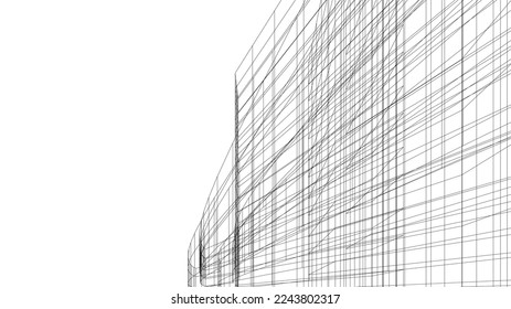 Modernes Gebäude der Architektur, Vektorgrafik 3D