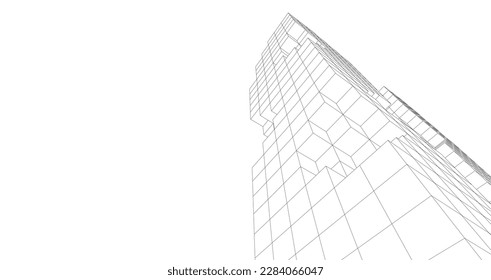 Modern architecture building vector 3d illustration