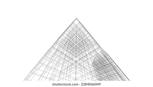 Modern architecture building vector 3d illustration