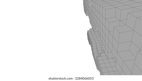 Modern architecture building vector 3d illustration