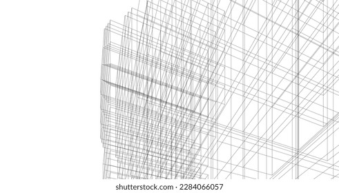 Modern architecture building vector 3d illustration