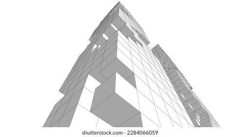 Modern architecture building vector 3d illustration