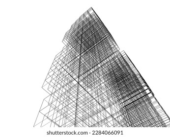 Modern architecture building vector 3d illustration
