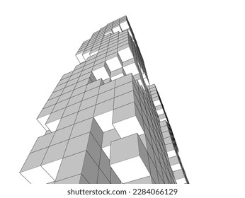 Modern architecture building vector 3d illustration
