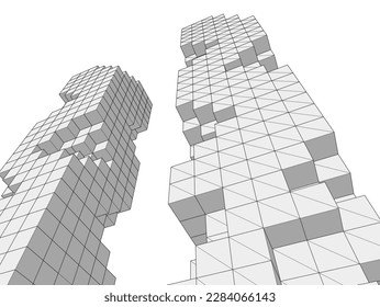 Modern architecture building vector 3d illustration