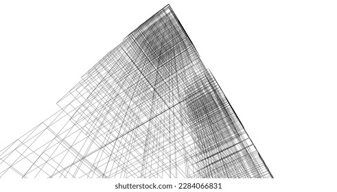 Modern architecture building vector 3d illustration