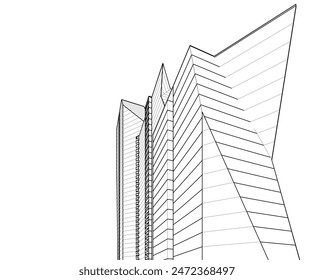 Arquitectura moderna edificio Vector 3d dibujo