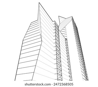 Arquitectura moderna edificio Vector 3d dibujo