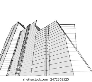 Arquitectura moderna edificio Vector 3d dibujo