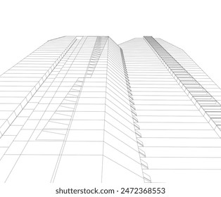 Moderne Architektur Gebäude Vektorgrafik 3D-Zeichnung