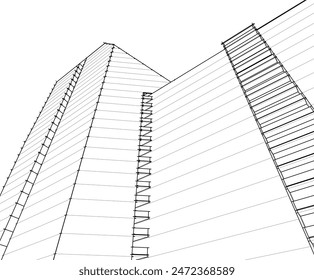 Arquitectura moderna edificio Vector 3d dibujo