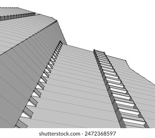 Arquitectura moderna edificio Vector 3d dibujo