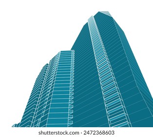 Moderne Architektur Gebäude Vektorgrafik 3D-Zeichnung