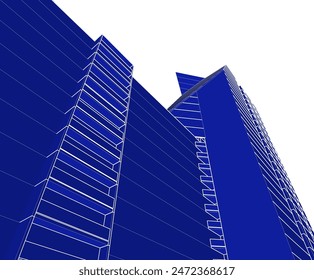 Arquitectura moderna edificio Vector 3d dibujo