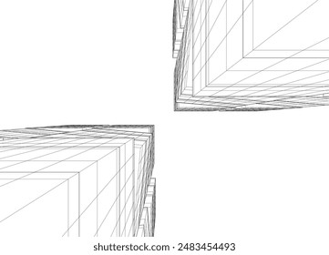 Moderne Architektur Gebäude Vektorgrafik 3D-Zeichnung