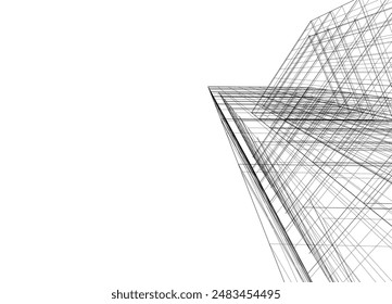 Arquitectura moderna edificio Vector 3d dibujo