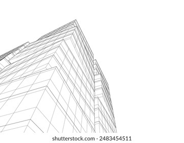 Arquitectura moderna edificio Vector 3d dibujo