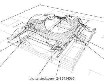 Moderne Architektur Gebäude Vektorgrafik 3D-Zeichnung
