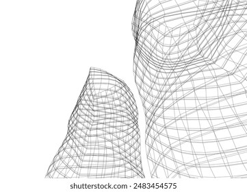 Arquitectura moderna edificio Vector 3d dibujo