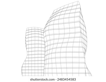 Modern architecture building vector 3d drawing