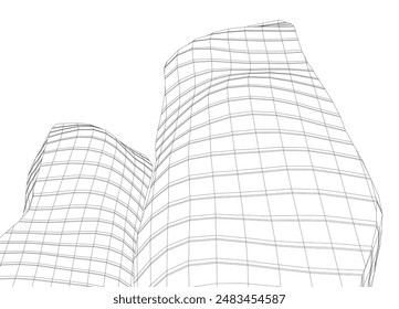 Arquitectura moderna edificio Vector 3d dibujo