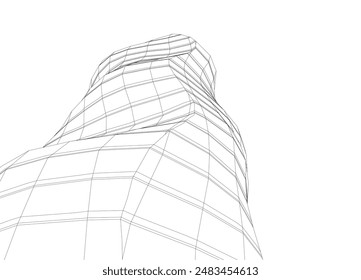 Modern architecture building vector 3d drawing