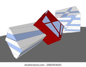 Arquitectura moderna edificio Vector 3d dibujo