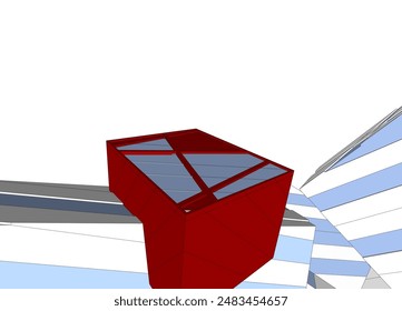 Modern architecture building vector 3d drawing