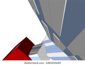 Modern architecture building vector 3d drawing