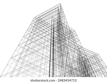 Arquitectura moderna edificio Vector 3d dibujo