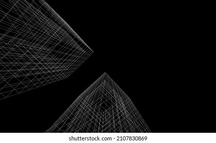 Modern architecture building vector drawing
