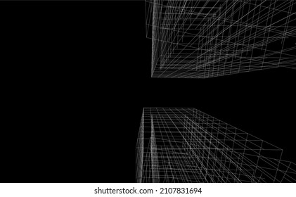 Modern architecture building vector drawing