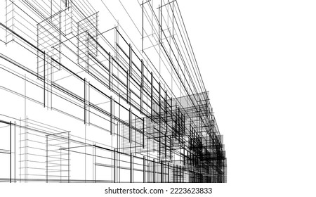 Modern architecture building vector drawing