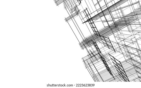 Modern architecture building vector drawing